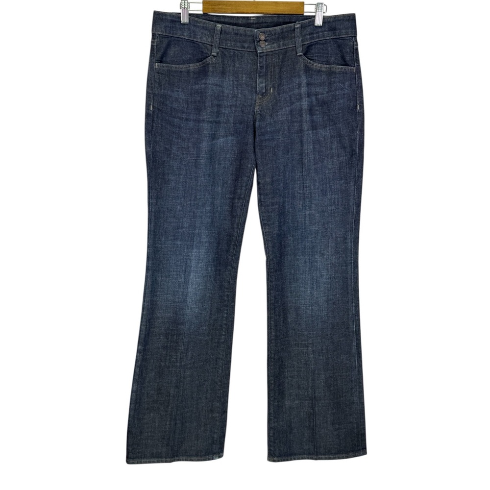 Gap Women's Curvy Flare Long Dark Blue Denim Stretch Jeans Size 12L